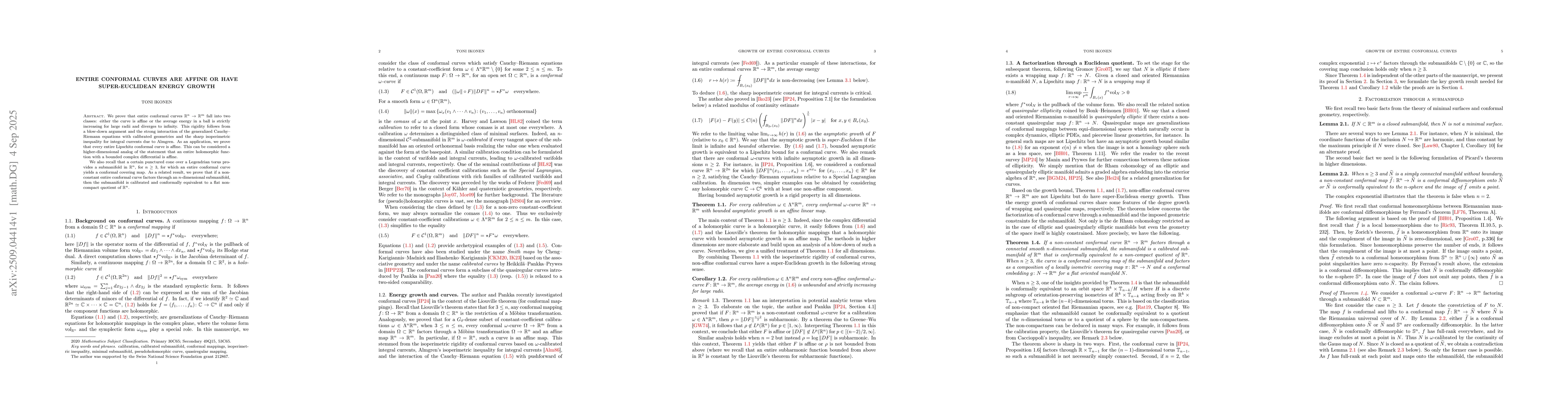 Thumbnail for Entire conformal curves are affine or have super-Euclidean energy growth