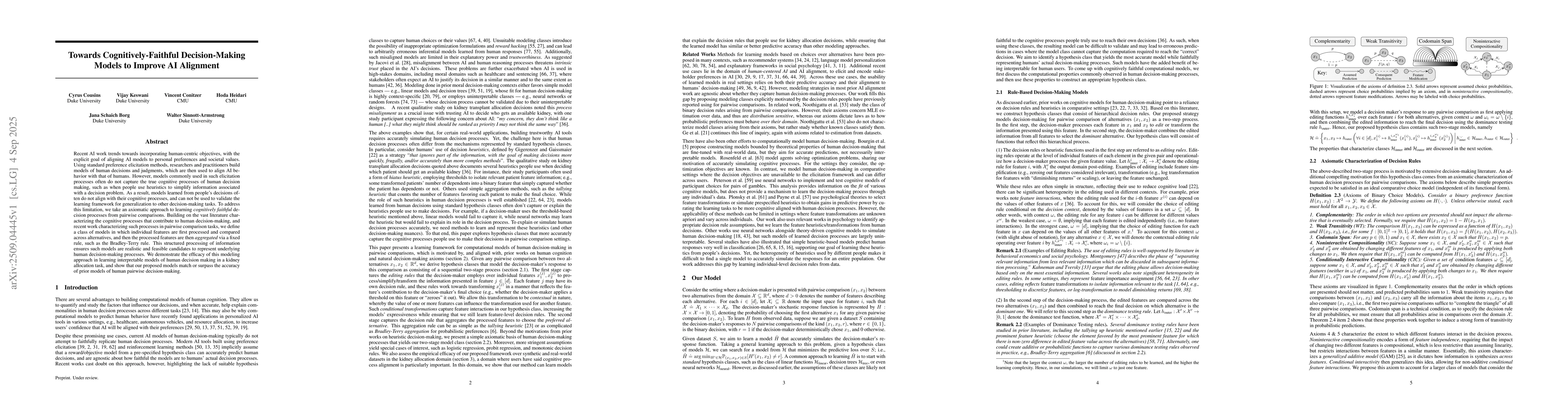 Thumbnail for Towards Cognitively-Faithful Decision-Making Models to Improve AI
  Alignment