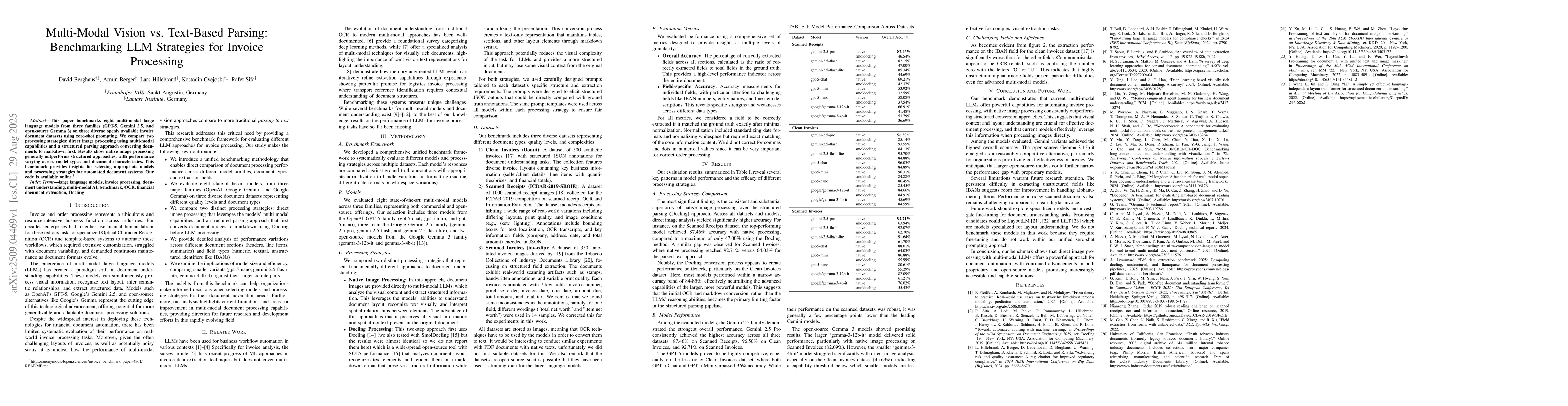 Thumbnail for Multi-Modal Vision vs. Text-Based Parsing: Benchmarking LLM Strategies
  for Invoice Processing