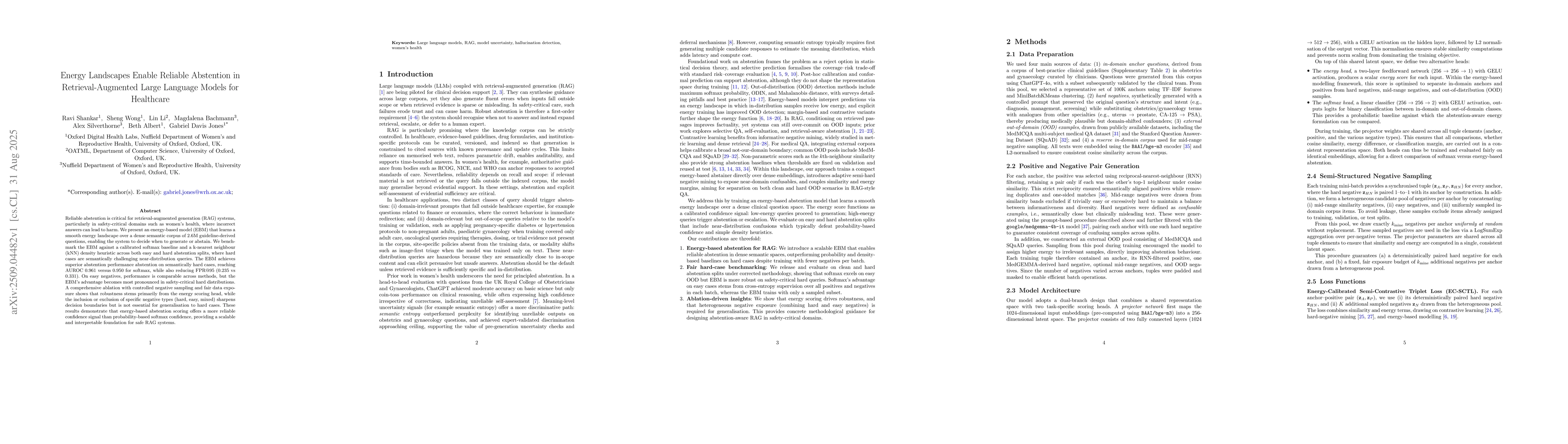 Thumbnail for Energy Landscapes Enable Reliable Abstention in Retrieval-Augmented
  Large Language Models for Healthcare