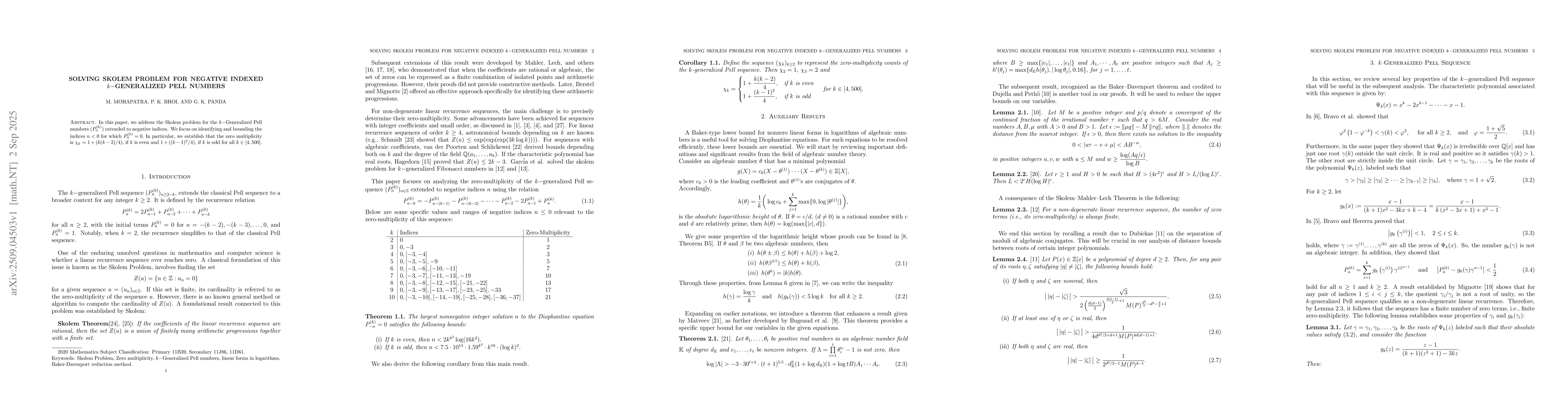 Thumbnail for Solving Skolem problem for negative indexed $k-$generalized Pell numbers