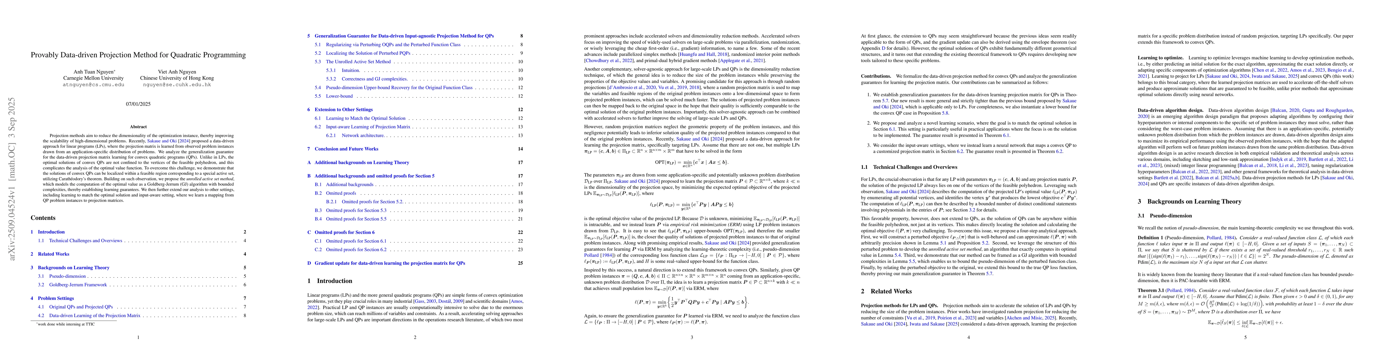 Thumbnail for Provably data-driven projection method for quadratic programming