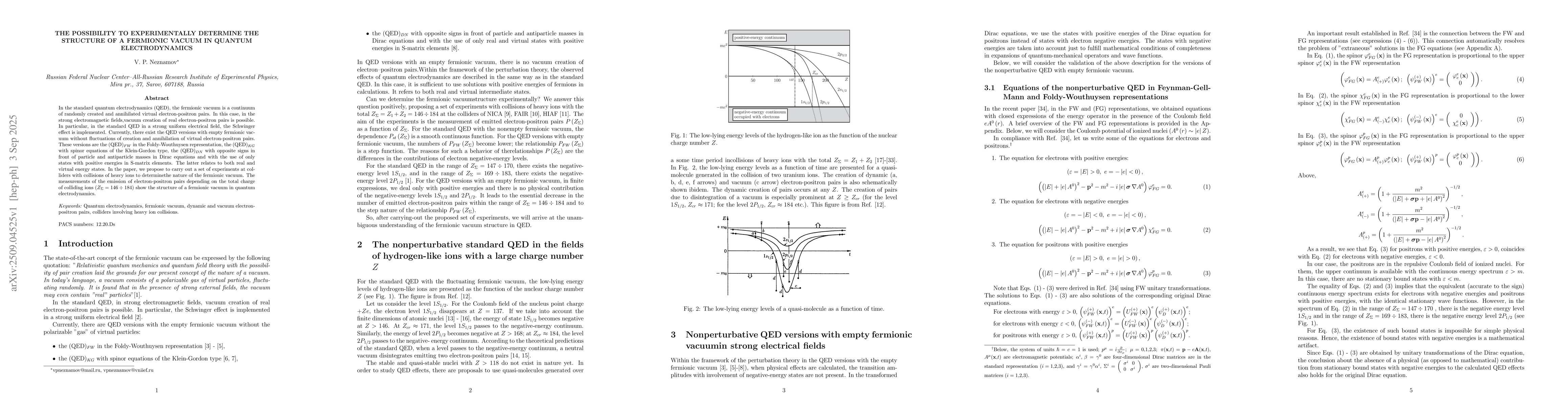 Thumbnail for The possibility to experimentally determine the structure of a fermionic
  vacuum in quantum electrodynamics