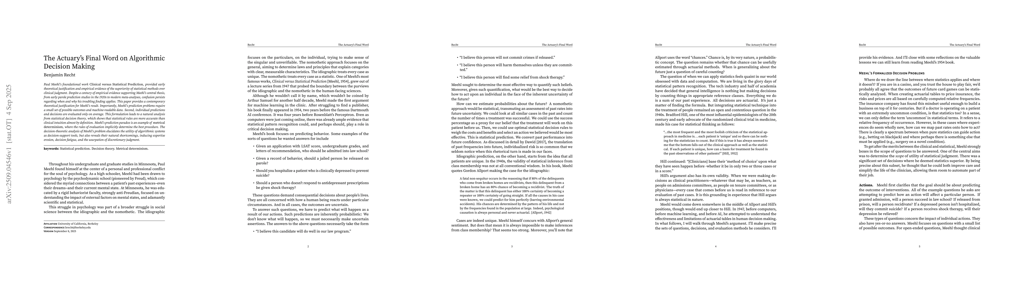 Thumbnail for The Actuary's Final Word on Algorithmic Decision Making