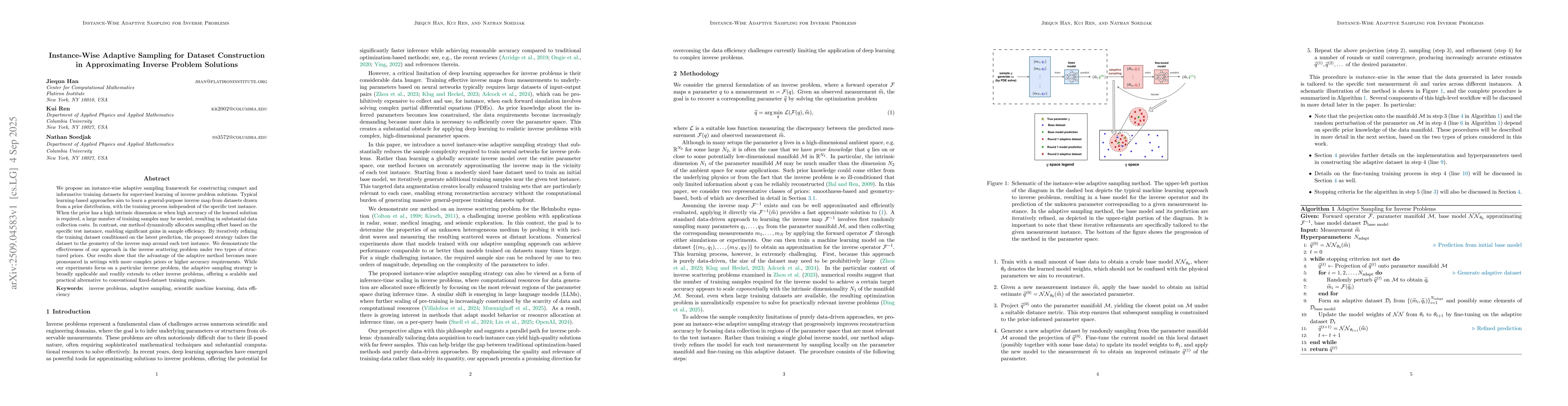 Thumbnail for Instance-Wise Adaptive Sampling for Dataset Construction in
  Approximating Inverse Problem Solutions