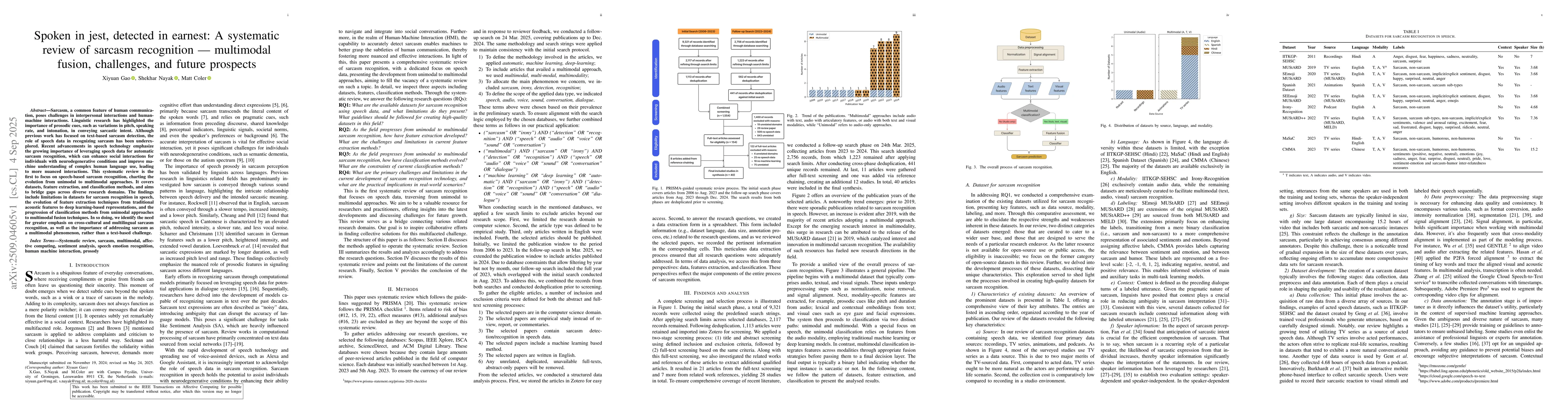 Thumbnail for Spoken in Jest, Detected in Earnest: A Systematic Review of Sarcasm
  Recognition -- Multimodal Fusion, Challenges, and Future Prospects