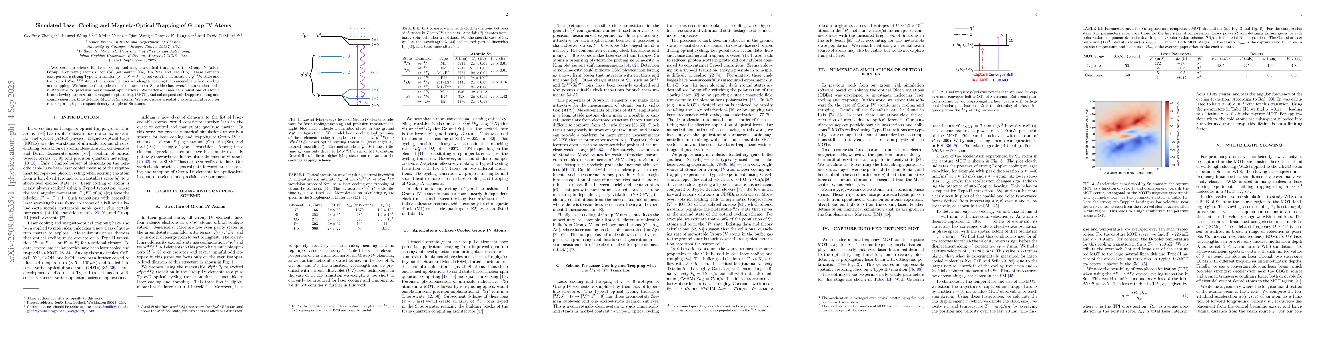 Thumbnail for Simulated Laser Cooling and Magneto-Optical Trapping of Group IV Atoms