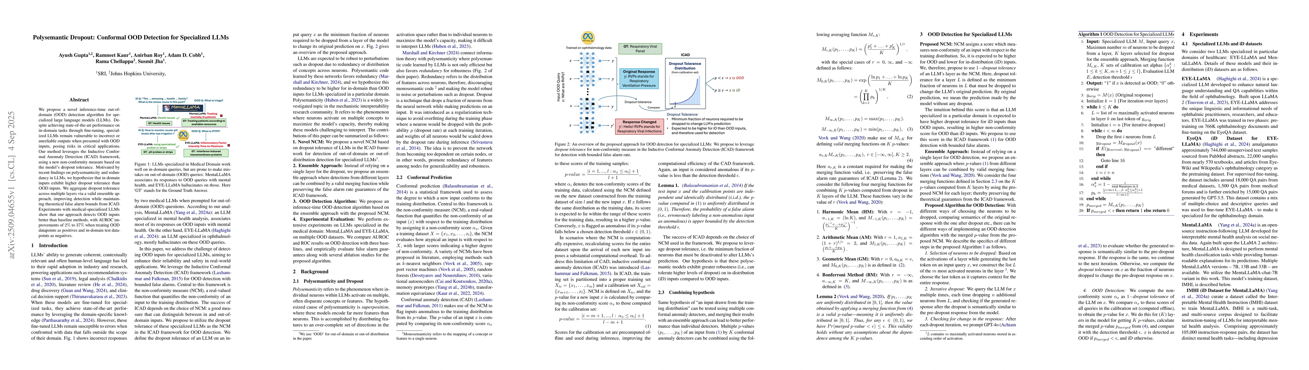 Thumbnail for Polysemantic Dropout: Conformal OOD Detection for Specialized LLMs