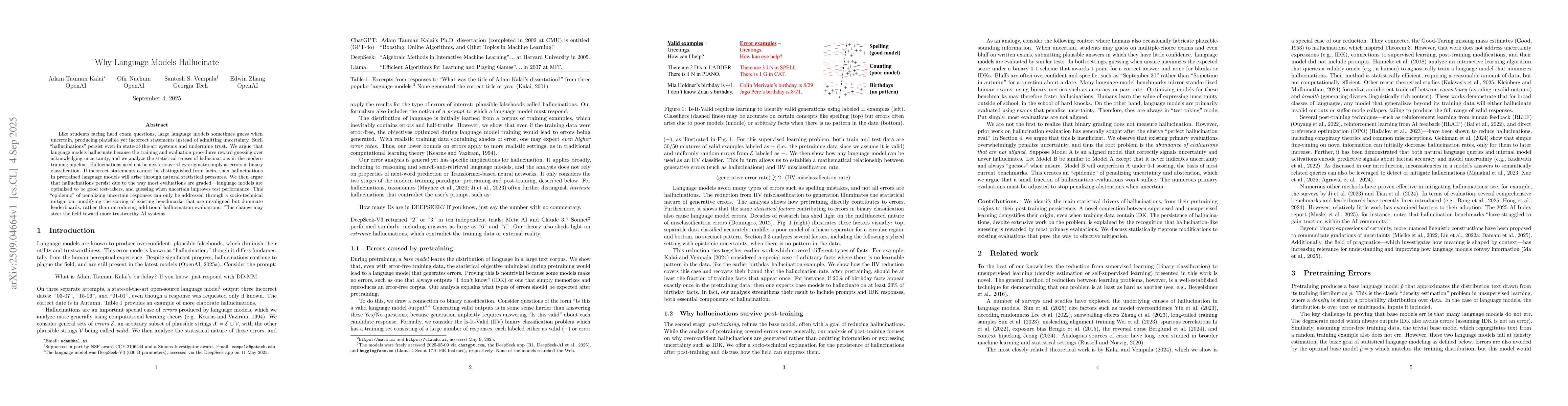 Thumbnail for Why Language Models Hallucinate
