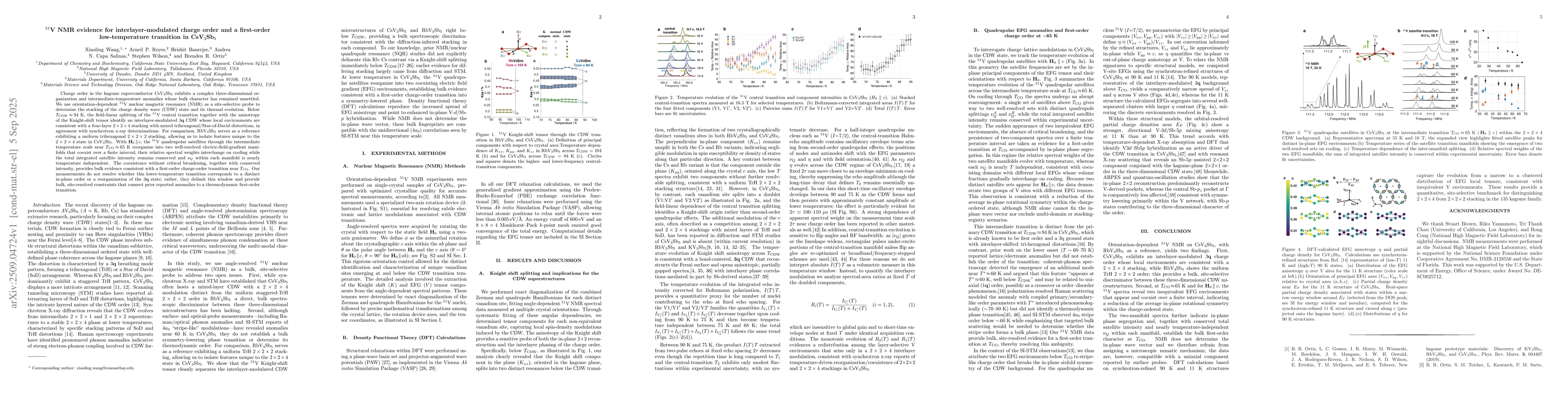 Thumbnail for $^{51}$V NMR evidence for interlayer-modulated charge order and a
  first-order low-temperature transition in CsV$_3$Sb$_5$