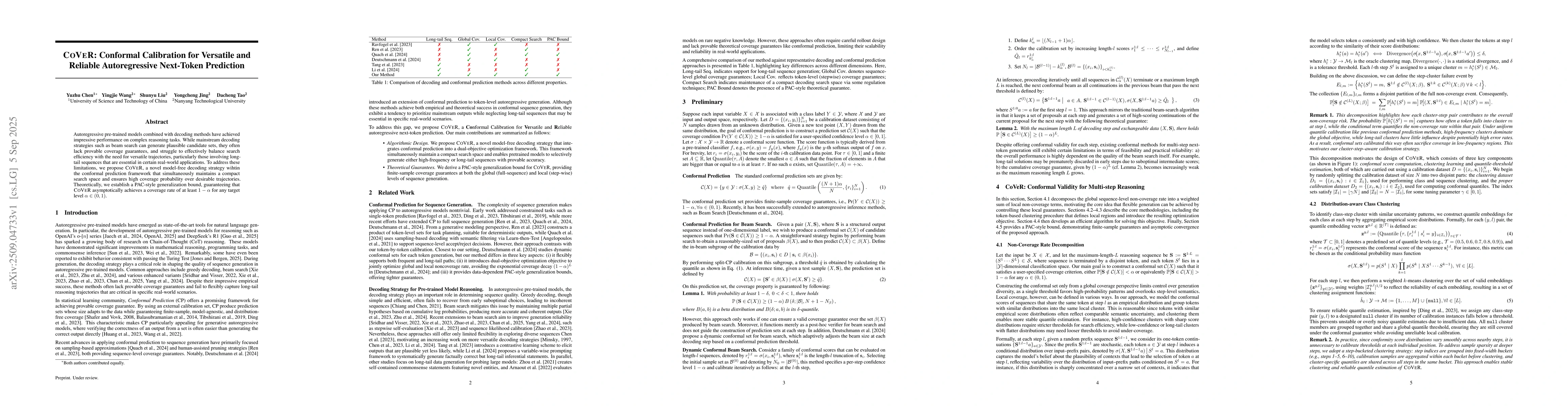 Thumbnail for CoVeR: Conformal Calibration for Versatile and Reliable Autoregressive
  Next-Token Prediction