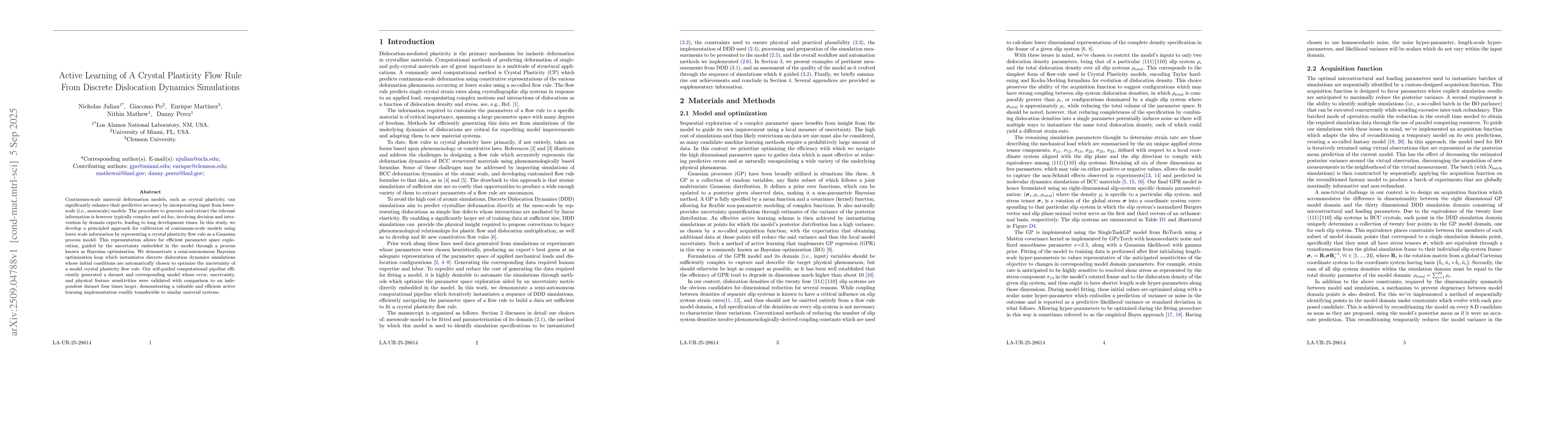 Thumbnail for Active Learning of A Crystal Plasticity Flow Rule From Discrete
  Dislocation Dynamics Simulations