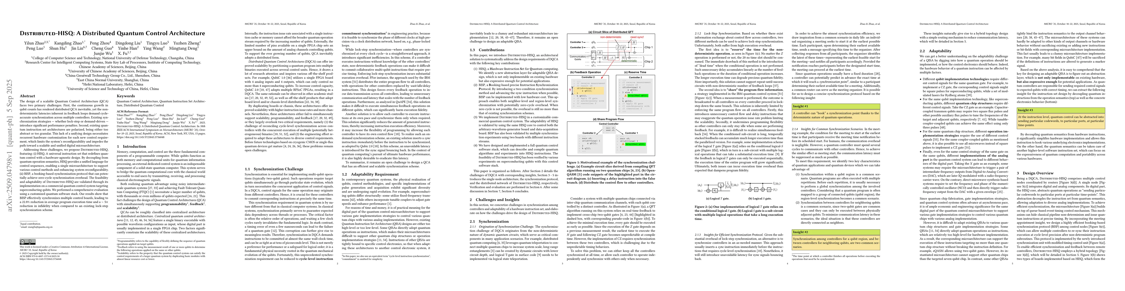 Thumbnail for Distributed-HISQ: A Distributed Quantum Control Architecture