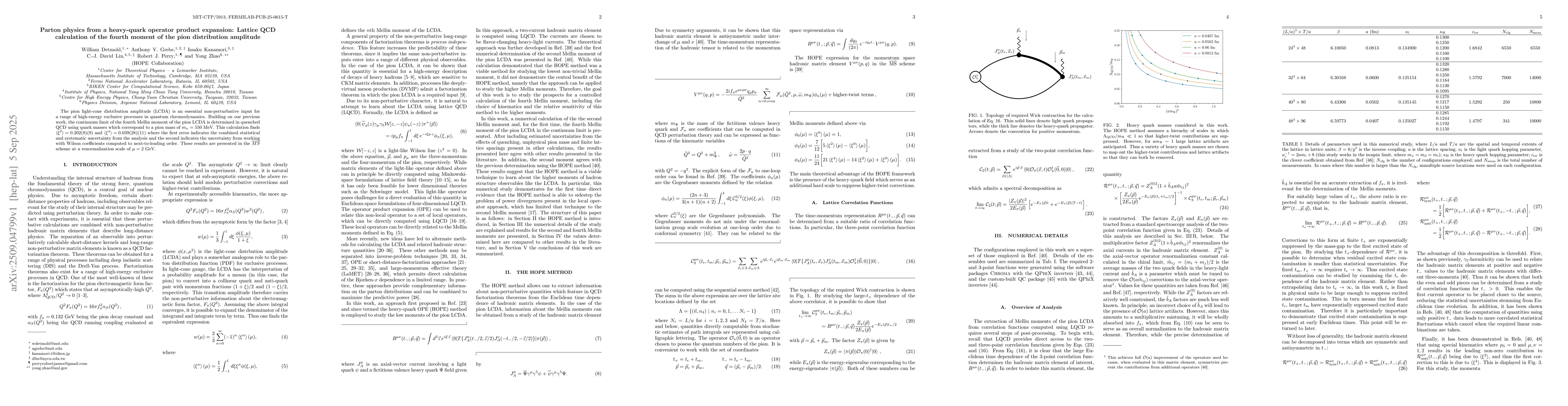 Thumbnail for Parton physics from a heavy-quark operator product expansion: Lattice
  QCD calculation of the fourth moment of the pion distribution amplitude