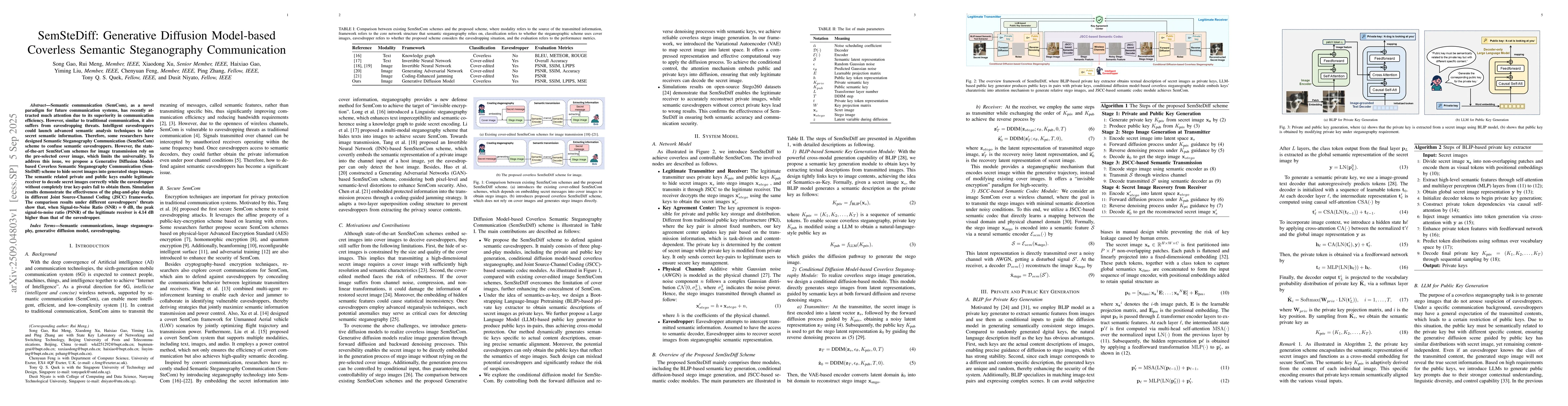 Thumbnail for SemSteDiff: Generative Diffusion Model-based Coverless Semantic
  Steganography Communication