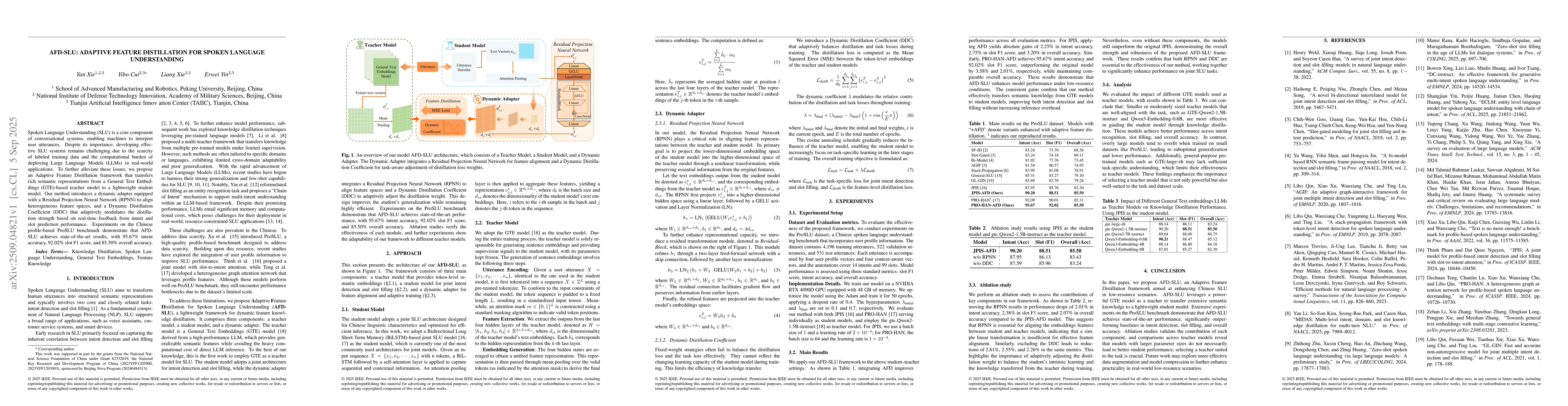Thumbnail for AFD-SLU: Adaptive Feature Distillation for Spoken Language Understanding