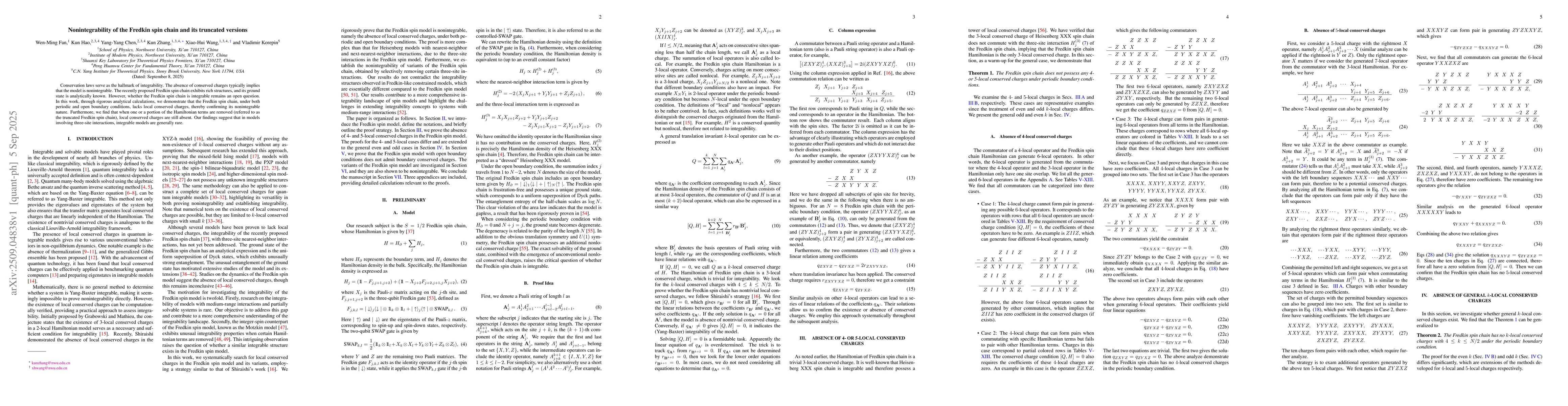 Thumbnail for Nonintegrability of the Fredkin spin chain and its truncated versions