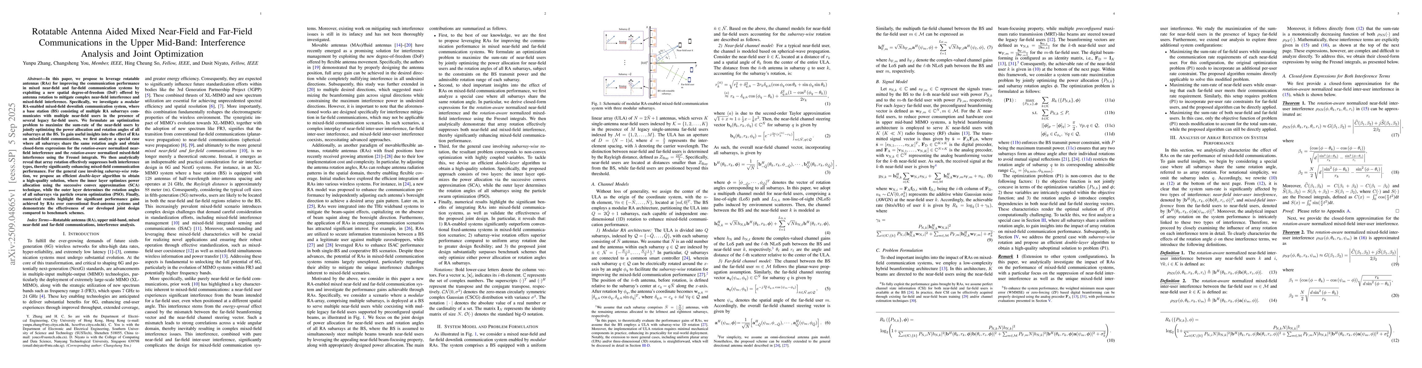 Thumbnail for Rotatable Antenna Aided Mixed Near-Field and Far-Field Communications in
  the Upper Mid-Band: Interference Analysis and Joint Optimization
