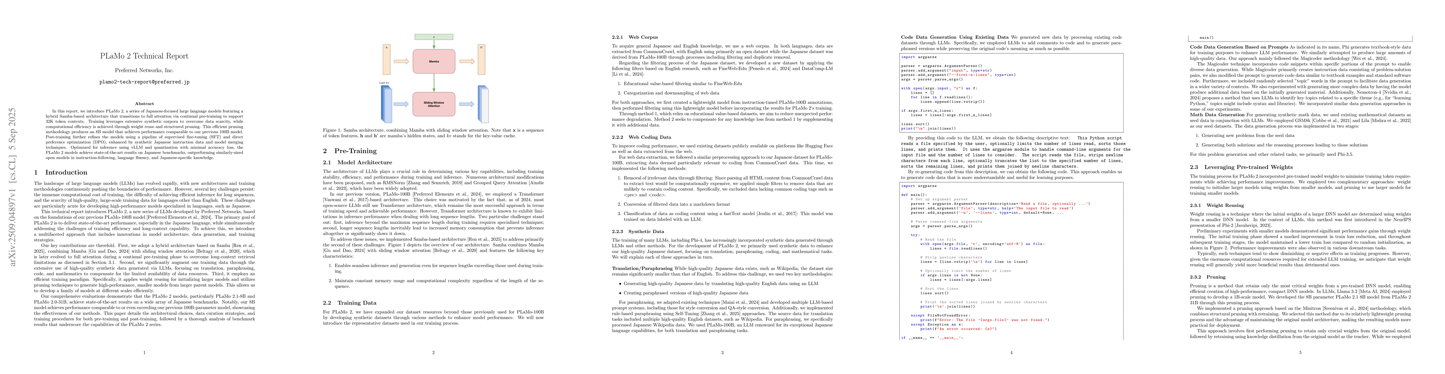 Thumbnail for PLaMo 2 Technical Report