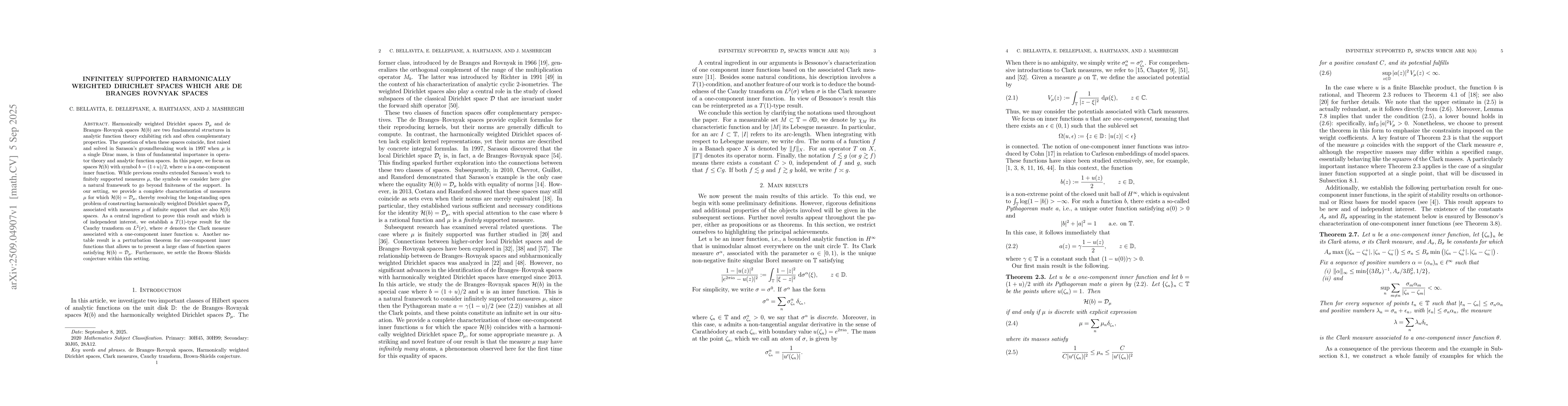 Thumbnail for Infinitely supported harmonically weighted Dirichlet spaces which are de
  Branges Rovnyak spaces