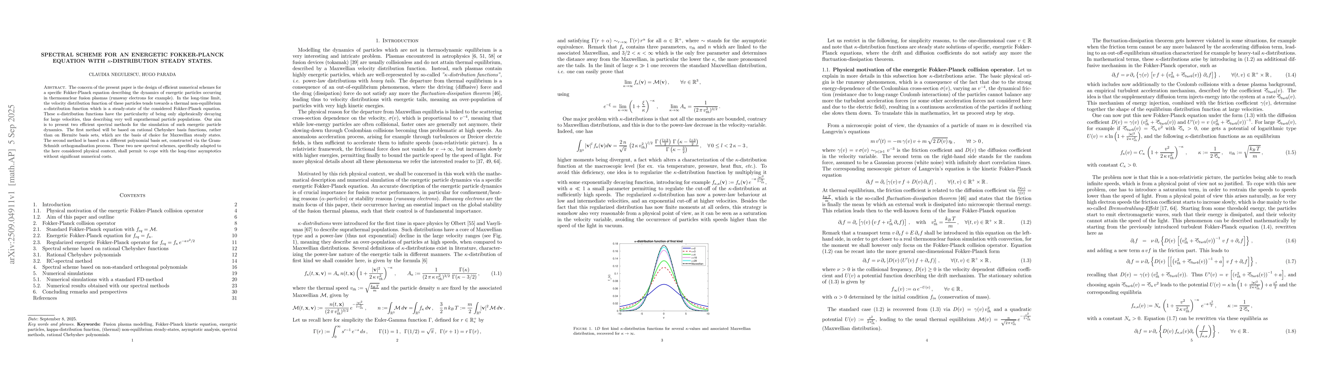 Thumbnail for Spectral scheme for an energetic Fokker-Planck equation with
  $κ$-distribution steady states