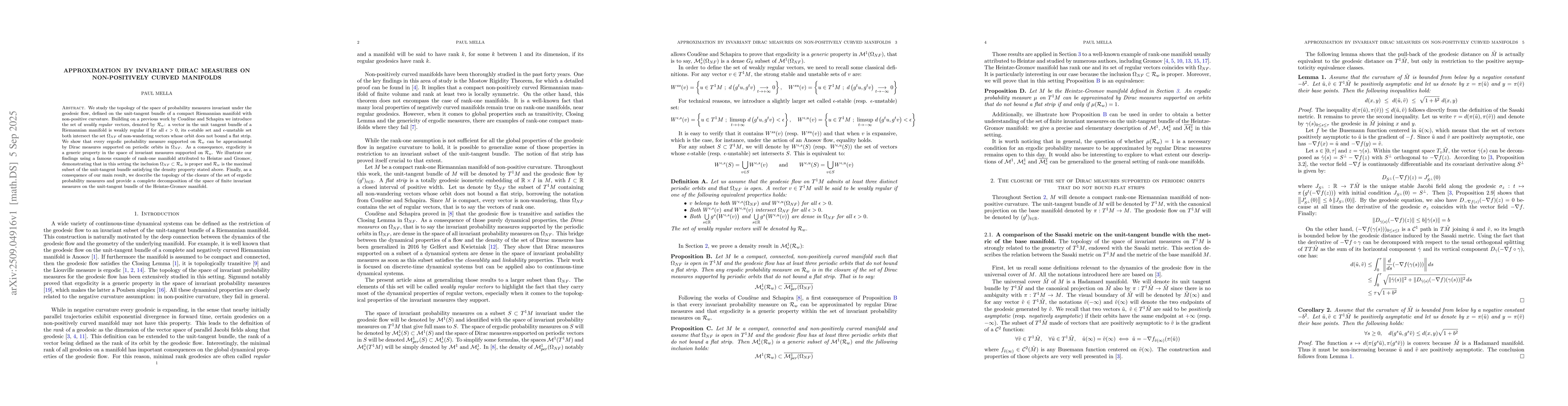 Thumbnail for Approximation by invariant Dirac measures on non-positively curved
  manifolds