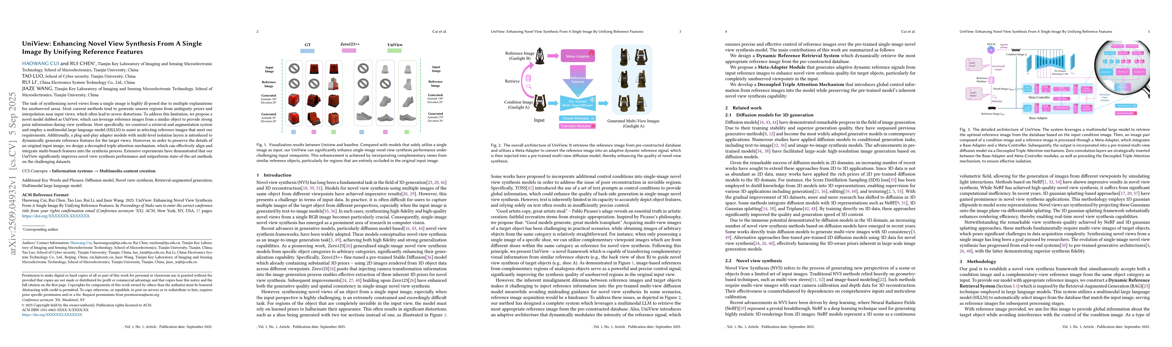Thumbnail for UniView: Enhancing Novel View Synthesis From A Single Image By Unifying
  Reference Features