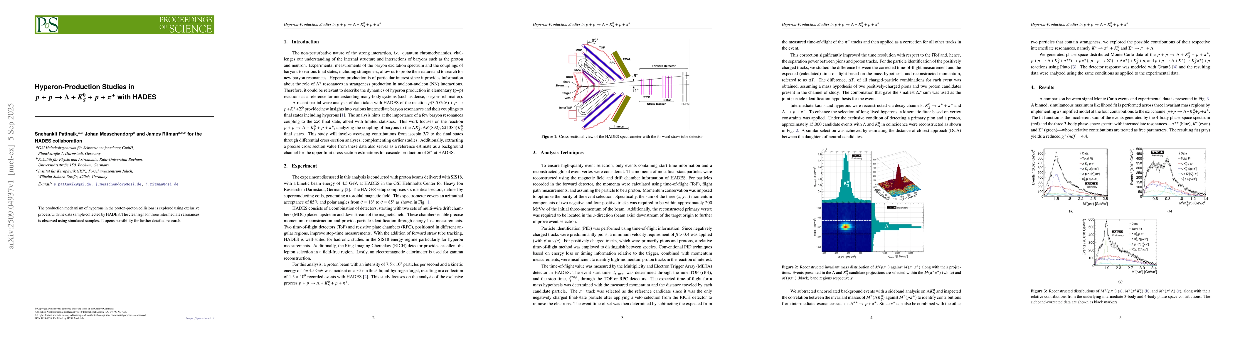 Thumbnail for Hyperon-Production Studies in $ p+p \rightarrow Λ+ K^0_S + p +
  π^+ $ with HADES