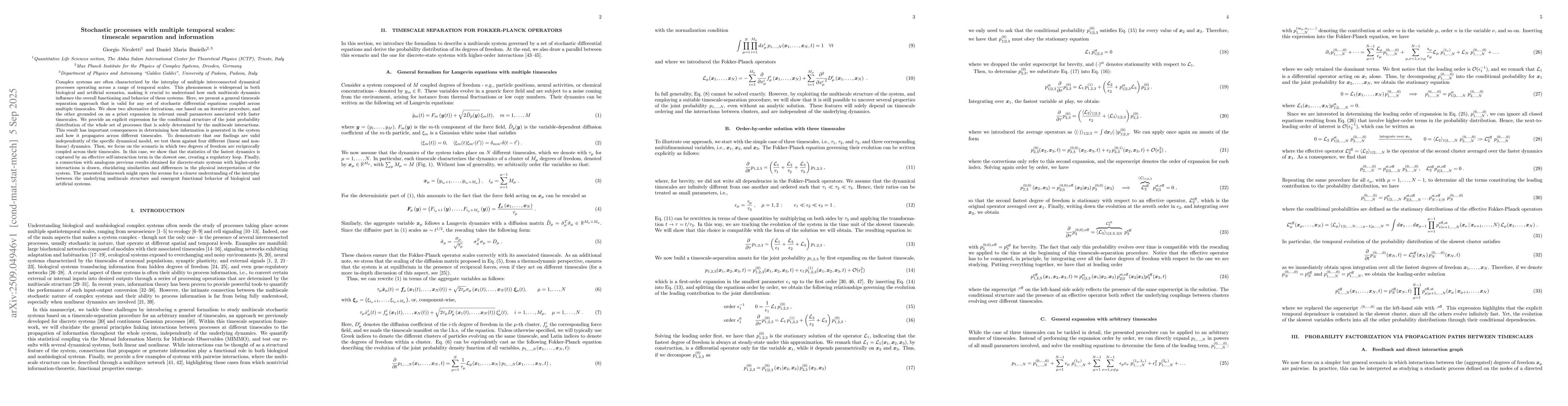 Thumbnail for Stochastic processes with multiple temporal scales: timescale separation
  and information