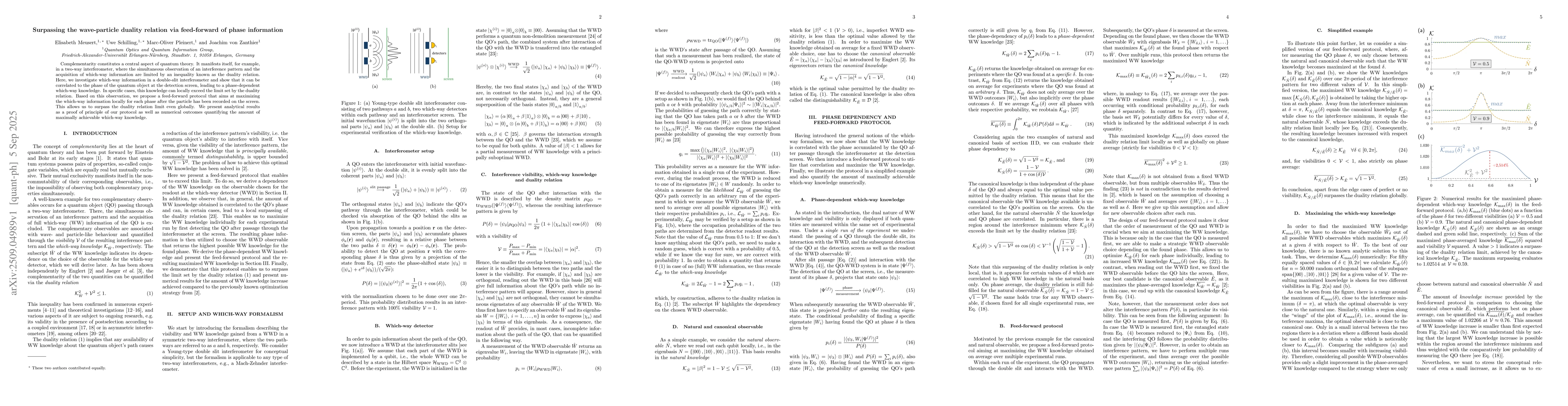 Thumbnail for Surpassing the wave-particle duality relation via feed-forward of phase
  information