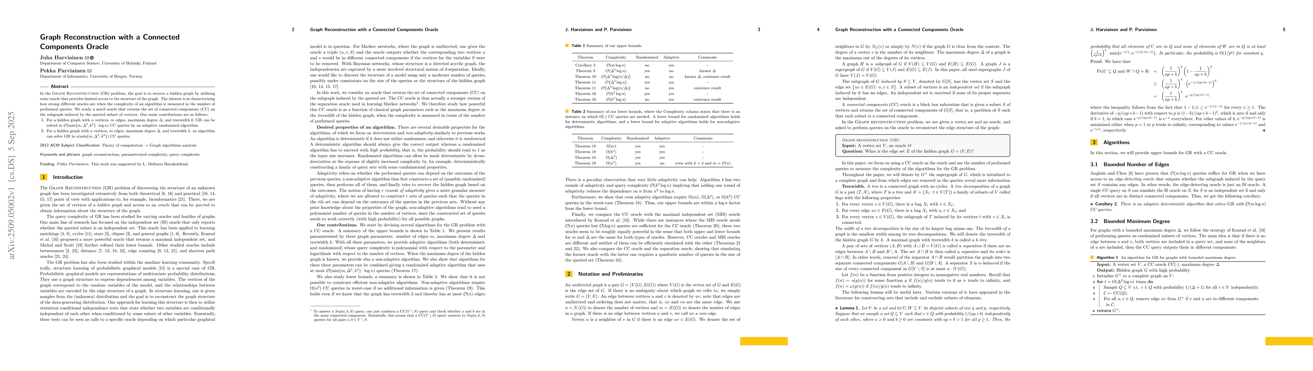 Thumbnail for Graph Reconstruction with a Connected Components Oracle