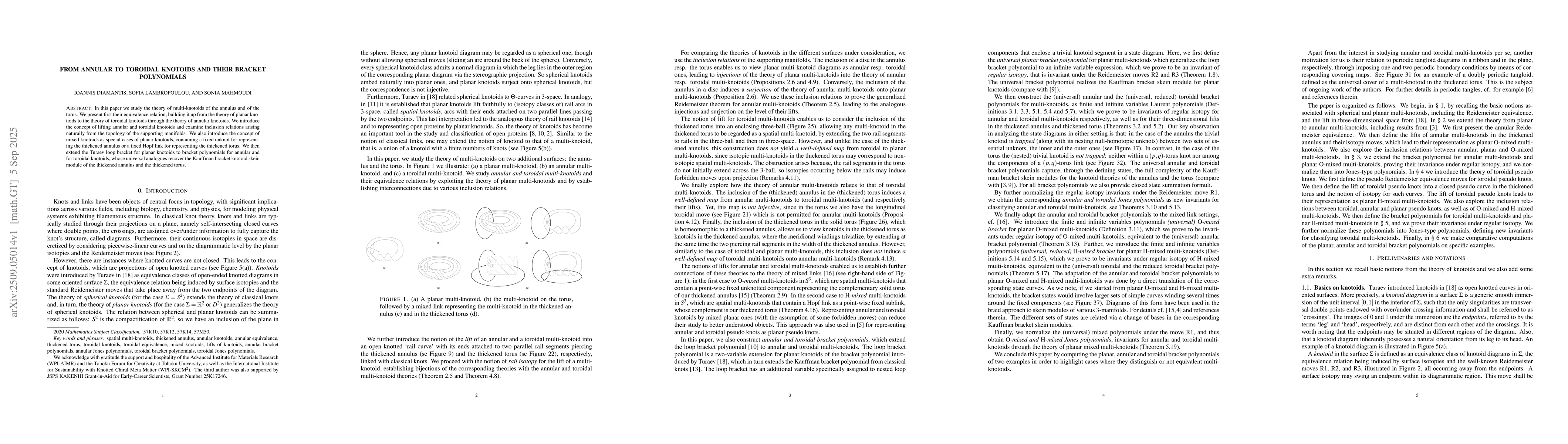 Thumbnail for From annular to toroidal knotoids and their bracket polynomials