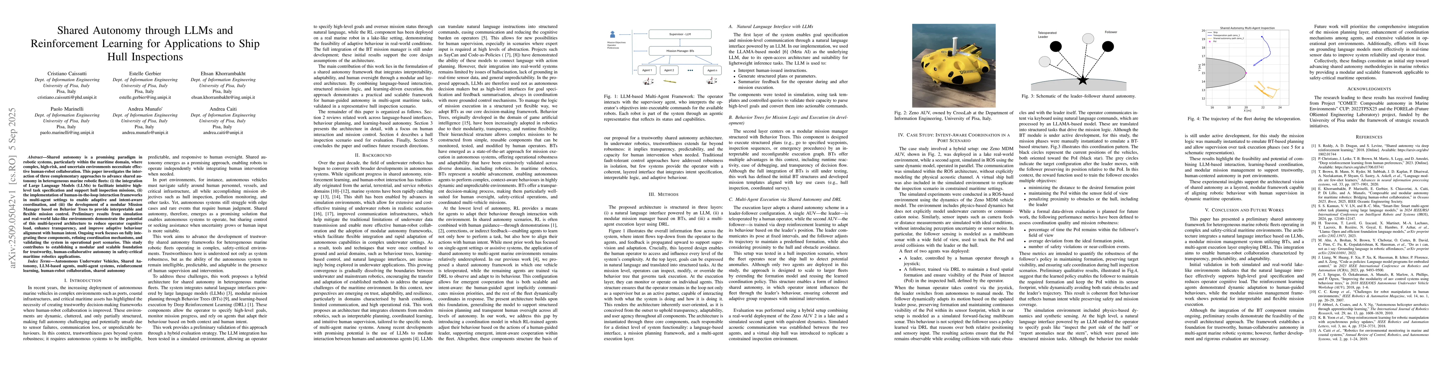 Thumbnail for Shared Autonomy through LLMs and Reinforcement Learning for Applications
  to Ship Hull Inspections