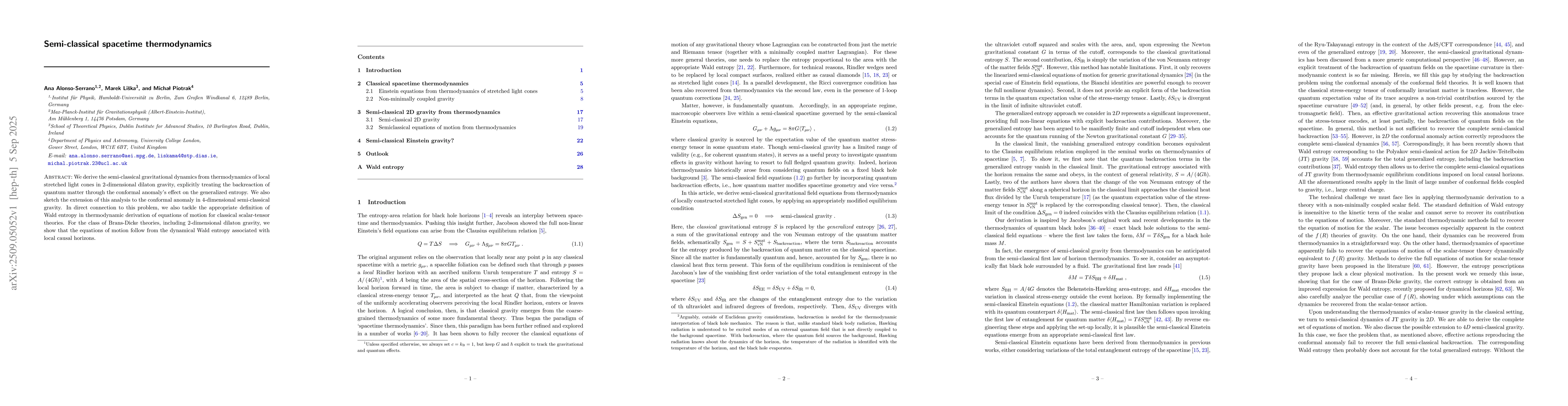 Thumbnail for Semi-classical spacetime thermodynamics