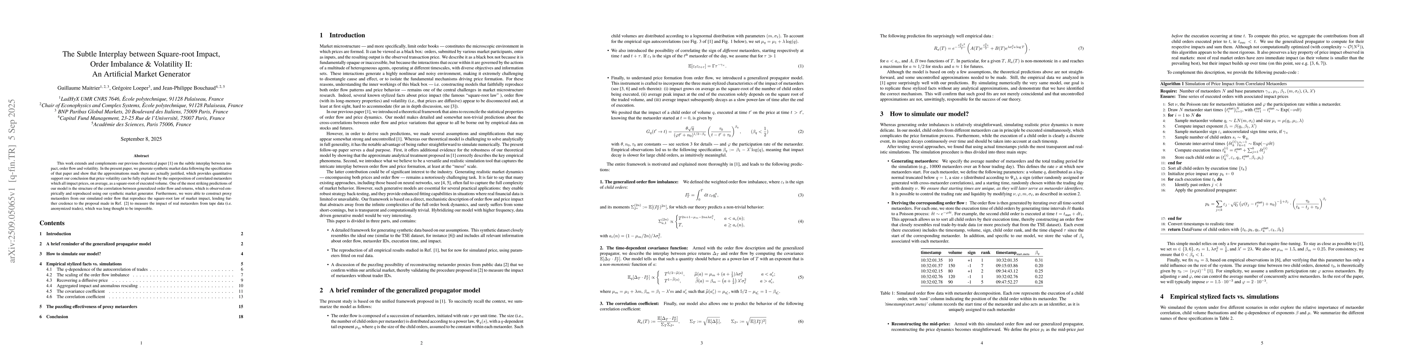 Thumbnail for The Subtle Interplay between Square-root Impact, Order Imbalance &
  Volatility II: An Artificial Market Generator