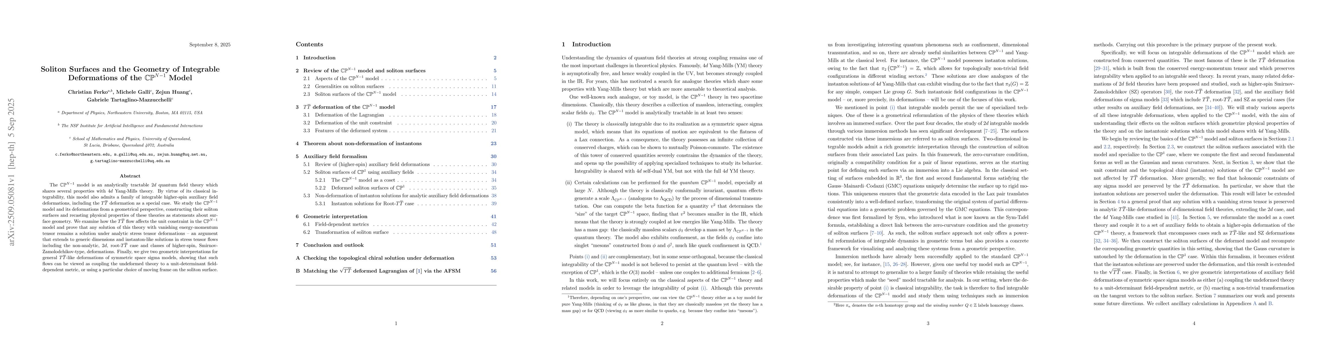 Thumbnail for Soliton Surfaces and the Geometry of Integrable Deformations of the
  $\mathbb{CP}^{N-1}$ Model