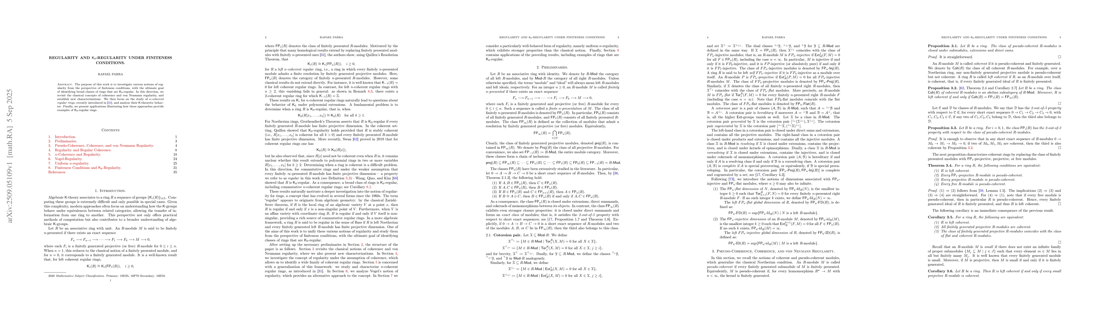 Thumbnail for Regularity and $\mathsf{K}_0$-Regularity under Finiteness Conditions