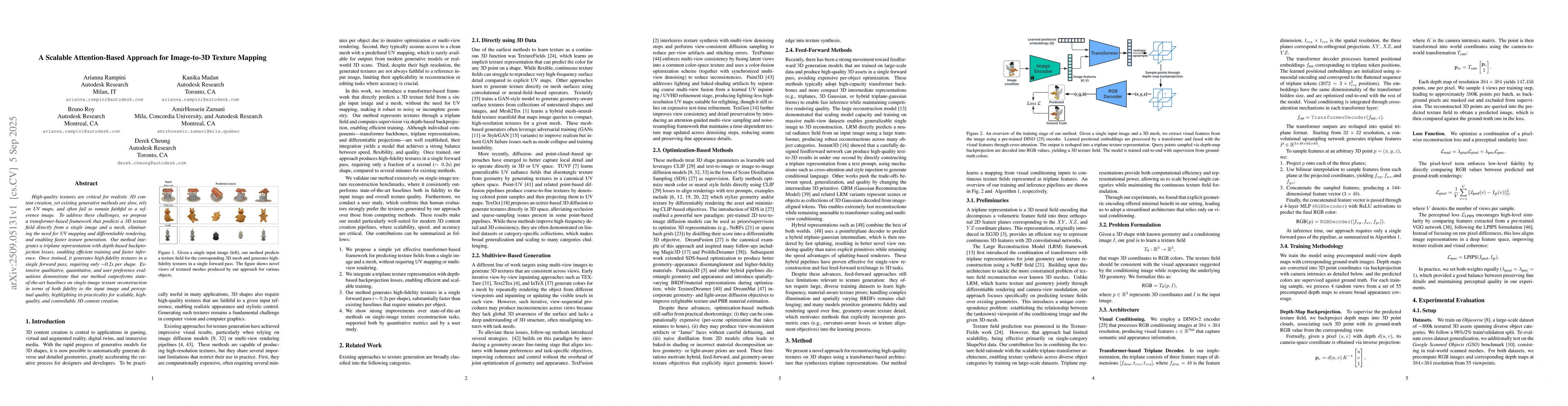 Thumbnail for A Scalable Attention-Based Approach for Image-to-3D Texture Mapping