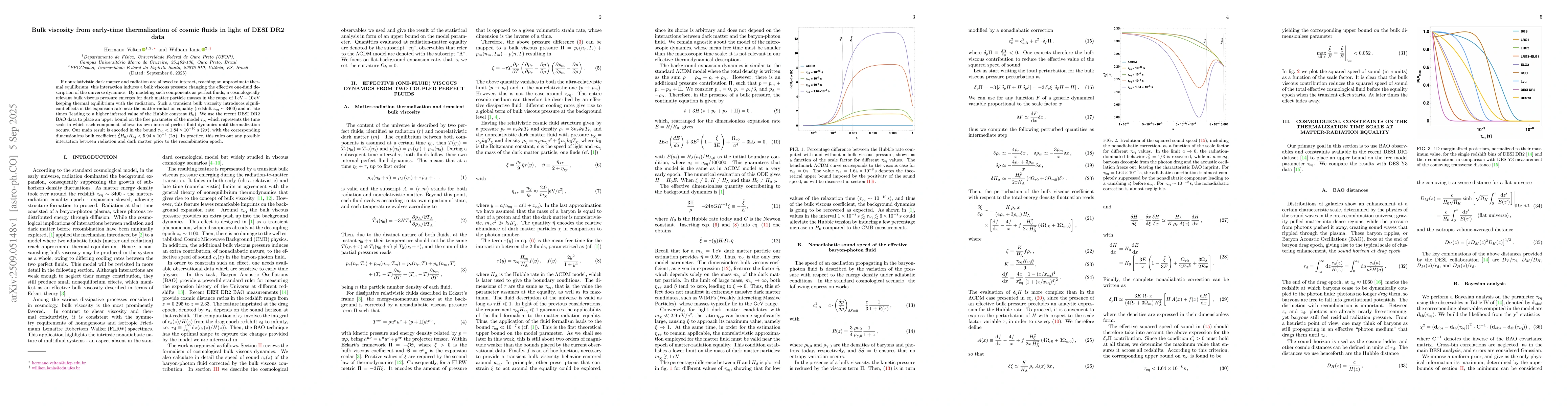 Thumbnail for Bulk viscosity from early-time thermalization of cosmic fluids in light
  of DESI DR2 data