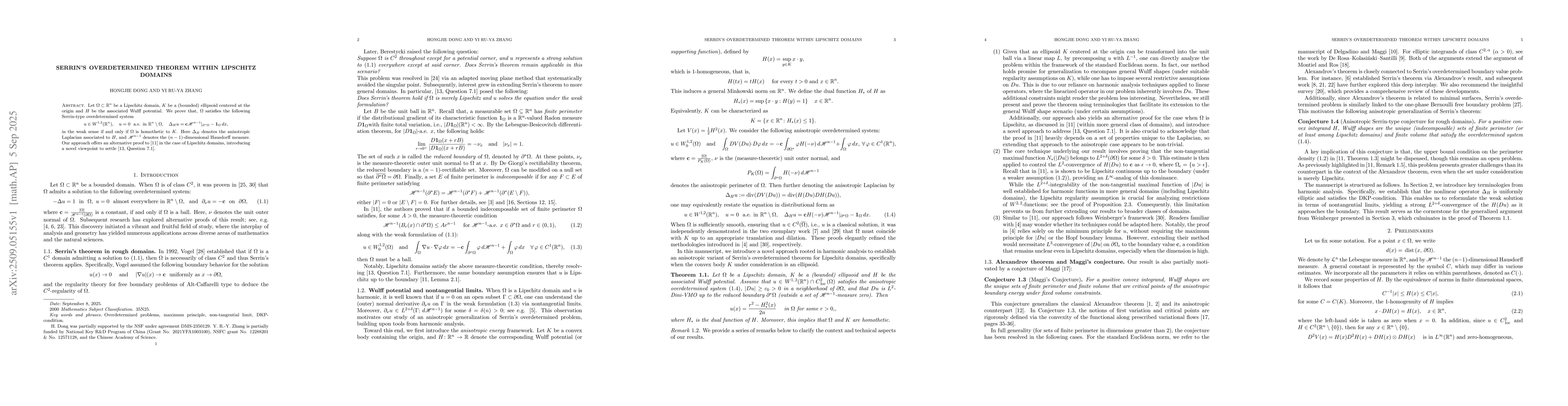Thumbnail for Serrin's overdetermined theorem within Lipschitz domains
