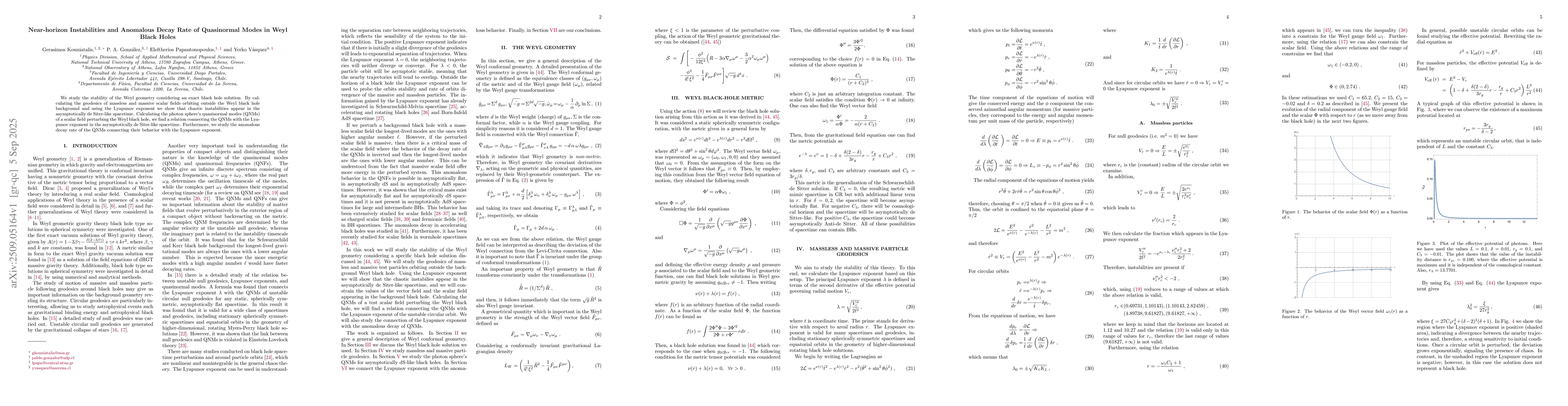 Thumbnail for Near-horizon Instabilities and Anomalous Decay Rate of Quasinormal Modes
  in Weyl Black Holes
