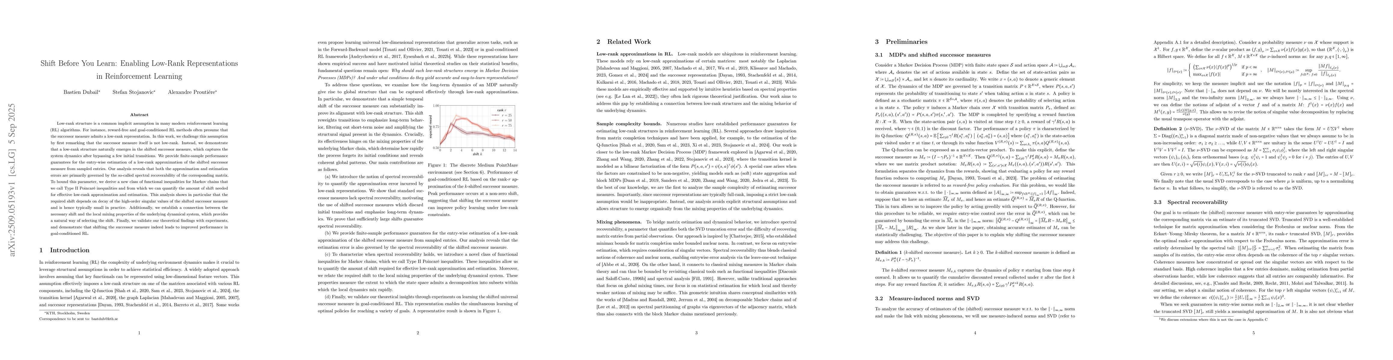 Thumbnail for Shift Before You Learn: Enabling Low-Rank Representations in
  Reinforcement Learning