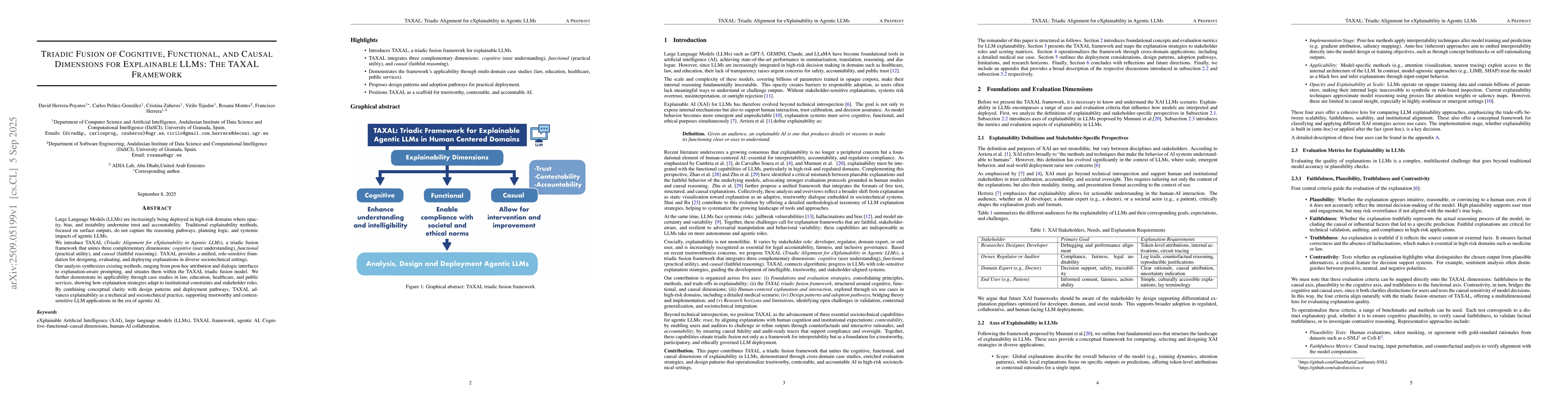 Thumbnail for Triadic Fusion of Cognitive, Functional, and Causal Dimensions for
  Explainable LLMs: The TAXAL Framework