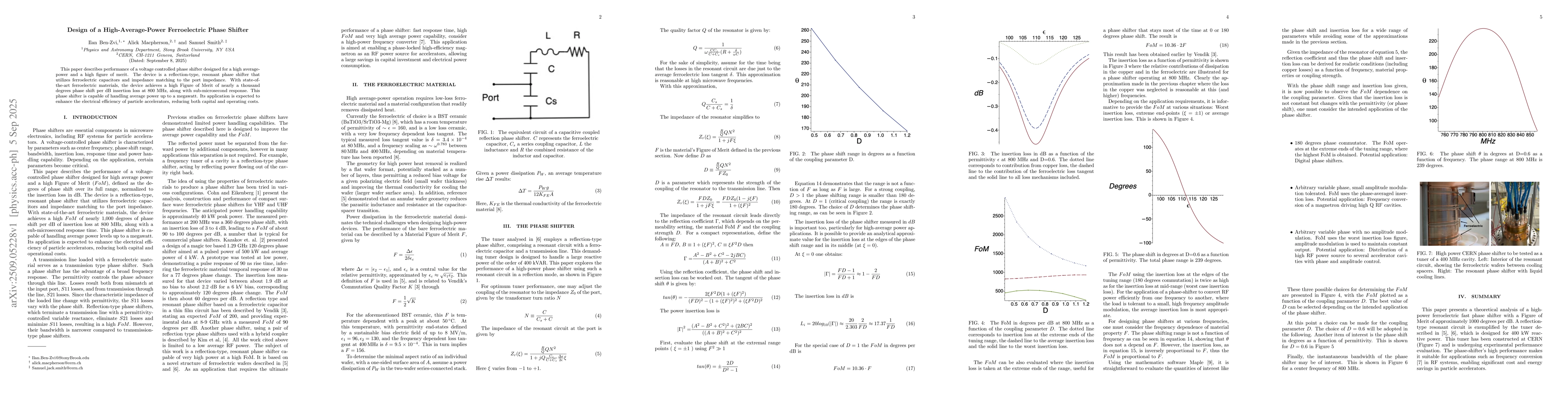 Thumbnail for Design of a High-Average-Power Ferroelectric Phase Shifter