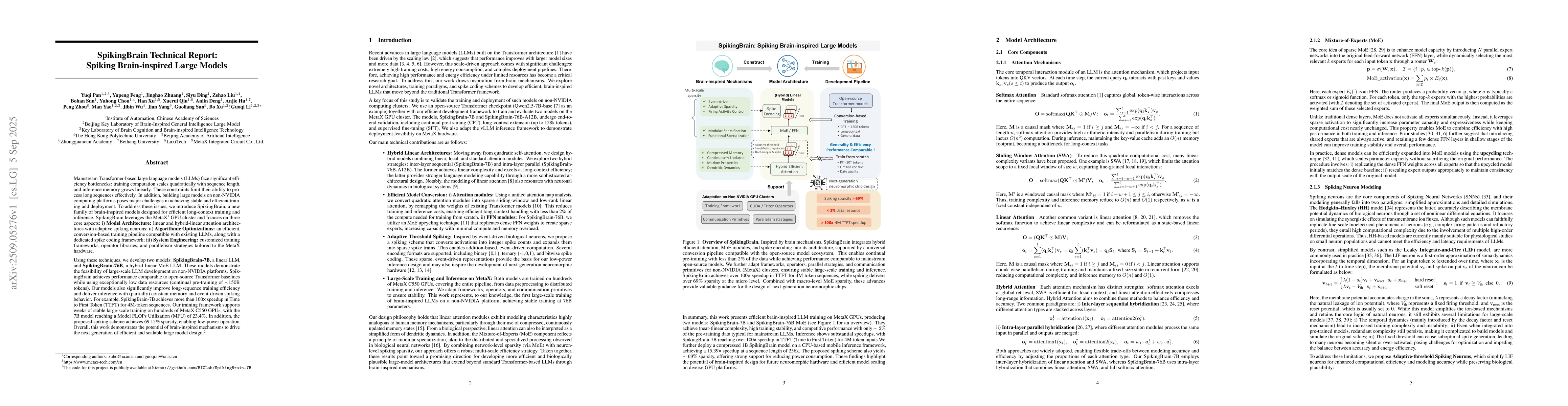 Thumbnail for SpikingBrain Technical Report: Spiking Brain-inspired Large Models