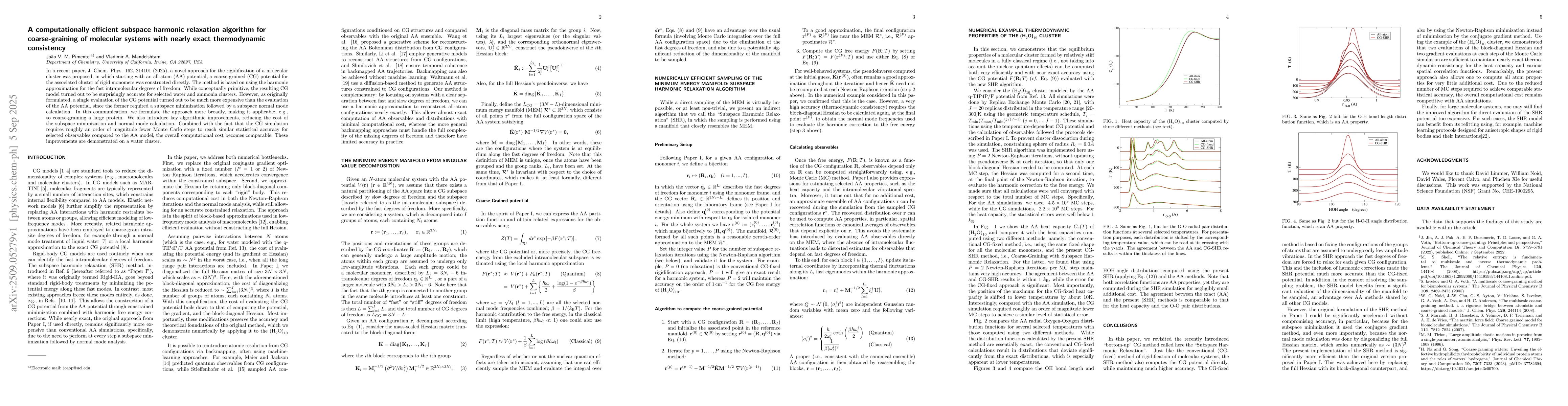 Thumbnail for A computationally efficient subspace harmonic relaxation algorithm for
  coarse-graining of molecular systems with nearly exact thermodynamic
  consistency