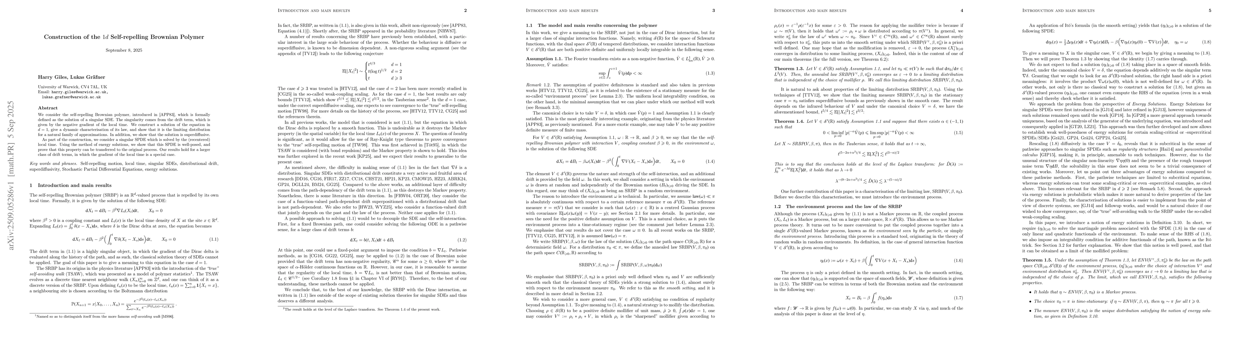 Thumbnail for Construction of the 1d Self-repelling Brownian Polymer