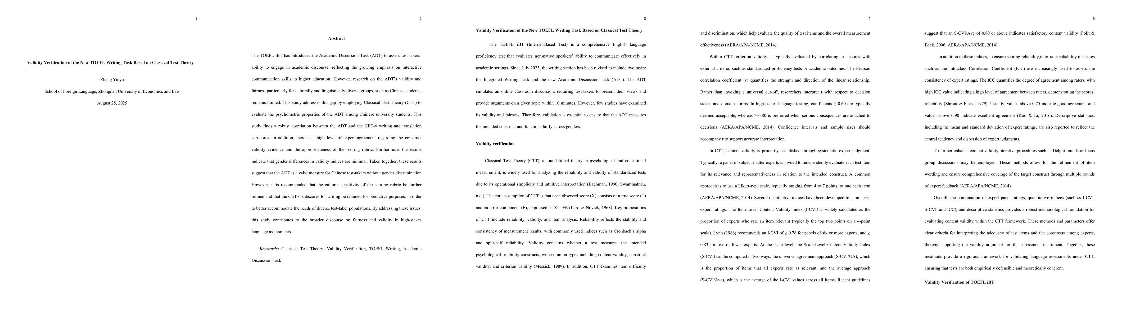 Thumbnail for Validity Verification of the New TOEFL Writing Task Based on Classical
  Test Theory