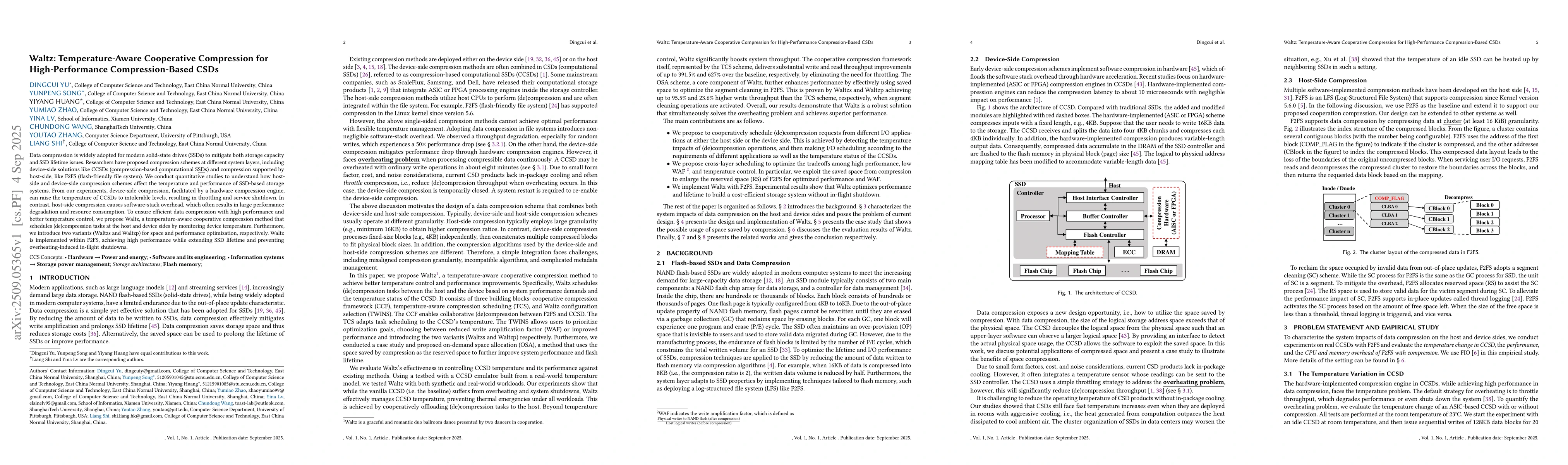 Thumbnail for Waltz: Temperature-Aware Cooperative Compression for High-Performance
  Compression-Based CSDs