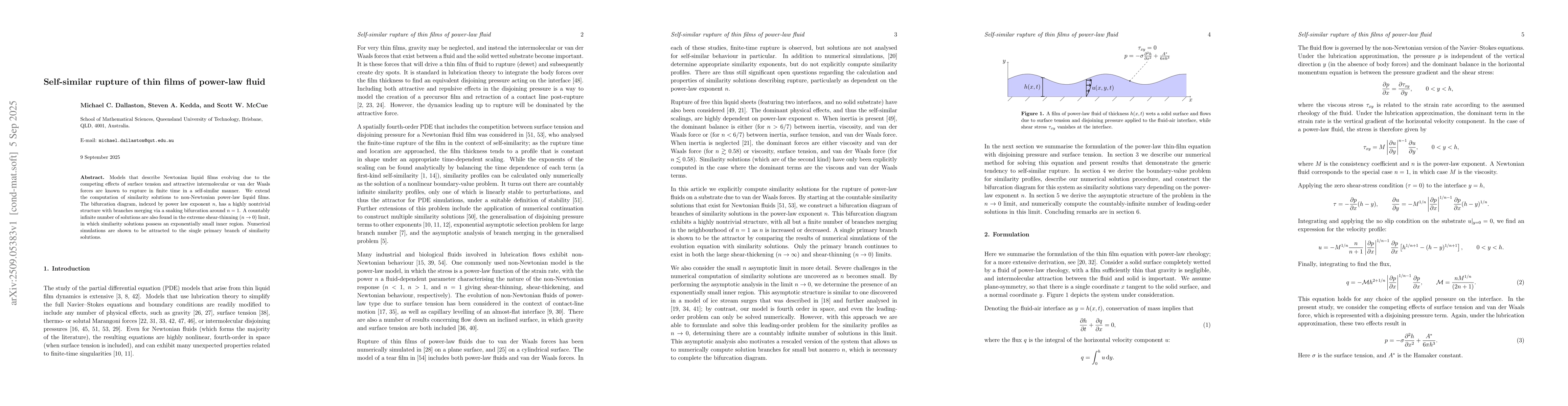 Thumbnail for Self-similar rupture of thin films of power-law fluid